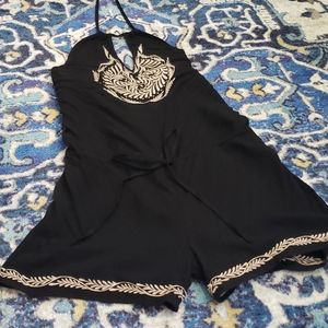 Ark & Co. Black and Gold Halter Romper